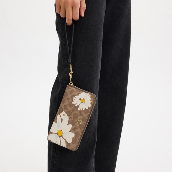 Long Zip Around Wallet In Signature Canvas With Floral Print - Picture 4 of 6